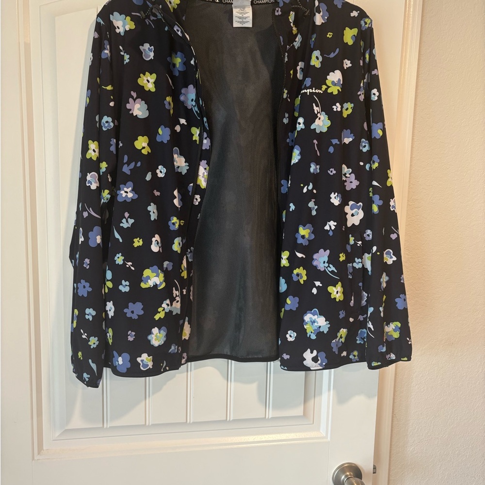 Champion Black Jacket with Floral Patterns